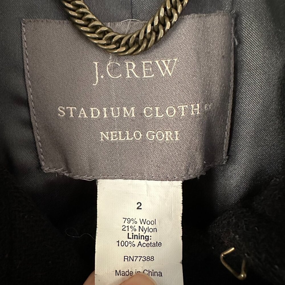 J. Crew Classic Wool Nello Gori Peacoat Jacket Coat Black Size 2 - Picture 4 of 14